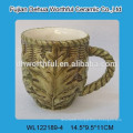 2016 new style ceramic mug with leaf pattern